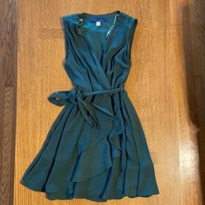 Francesca’s Emerald Green Wrap Dress w. Flutter Hem
